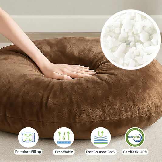 Codi Large Meditation Cushions – Round Floor Pillows for Adults with Removable Washable Cover, Soft and Supportive Floor Cushion for Yoga, Seating and Dog Bed, 32 inch - Grey