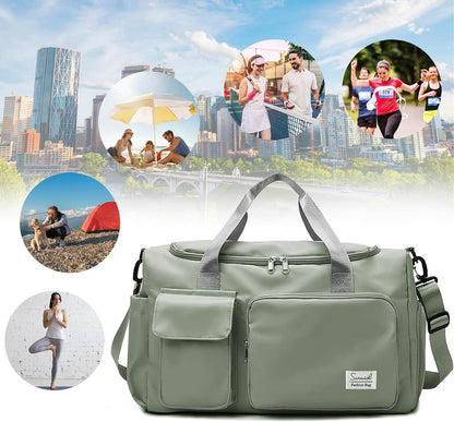 Suruid Travel Yoga Duffel Bag with Shoes Compartment Sports Gym Handbag with Dry Wet Separated Pocket for Training Men and Women, Overnight /Weekender Bag - Pink