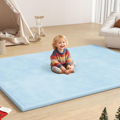 Baby Play Mat for Floor, 1.3'' Thick Memory Foam Tummy Time Mat - Super Soft Coral Velvet Nursery Rug with Non-Slip Backing, Crawling Rug for Toddlers/Infants, Yoga & Tatami Use, Oatmeal, 79''x 118''