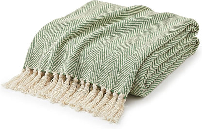 Americanflat 50x60 Throw Blanket - Soft and Breathable Cotton Throw Blanket for Couch, Bed, Chair - Decorative Blankets Perfect for Home or Outdoor Use - Navy Blue and White Double Diamond Design