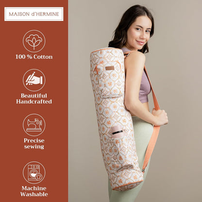 Maison d' Hermine Yoga Mat bag, Cylindrical bag for Woman&Men, yoga mat Bag &Adjustable shoulder straps Yoga Mat Carrier Bag with Drawstring Water Bottle Pocket and zipper pocket Easter Gifts