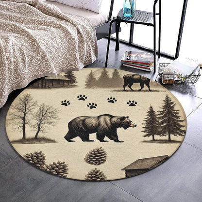 Large Home Decor Mat, Soft Round Yoga Carpet, Non Slip Machine Washable Home Office Circle Rug Gothic Witchy Sun Moon Mushroom Moth