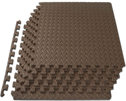 ProsourceFit Exercise Puzzle Mat ½-inch, EVA Interlocking Foam Floor Tiles for Home Gym, Workout Equipment, Kids Play Areas, Black, 24 SQ FT - 6 Tiles