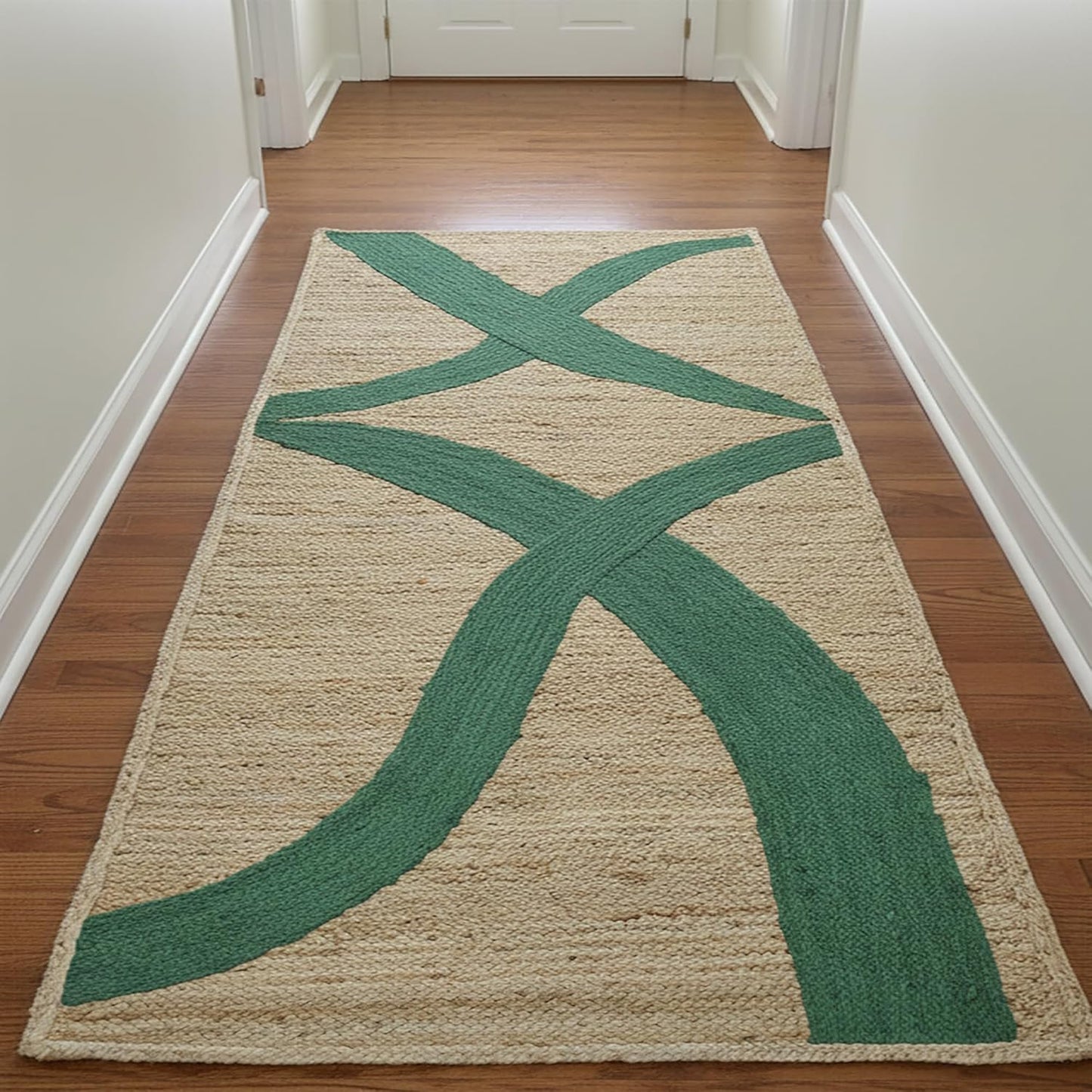 Premium Quality Jute Rug 4x6 Feet Area Rug Natural Fiber Jute Rugs Thick 0.27" Black Abstract Pattern Geometric Rugs for Kids Room, Living Room, Yoga Mat, Indoor Outdoor Carpet - Colors A
