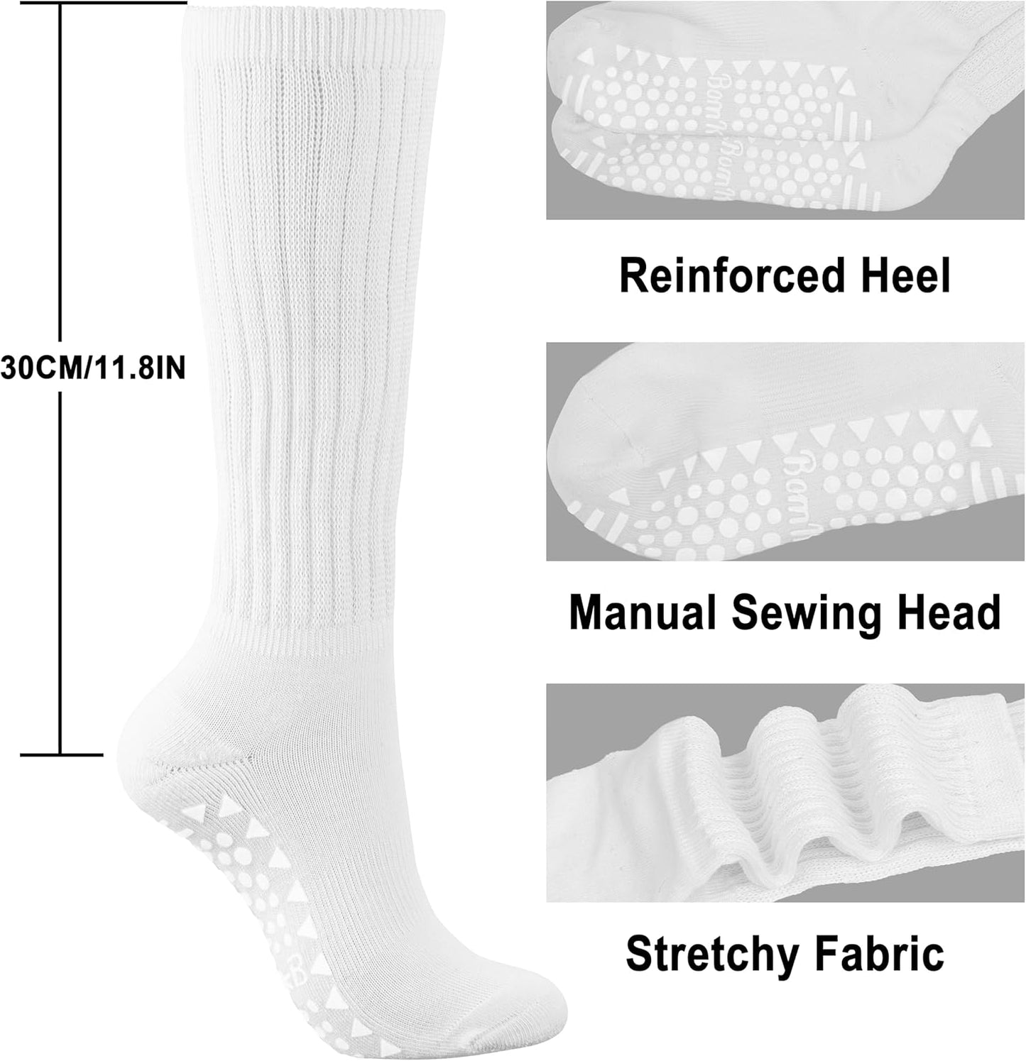 BomKinta Pilates Socks with Grips for Women - Yoga Grippy Slouch Scrunch Sock - Slipper Socks for Barre Workout Hospital