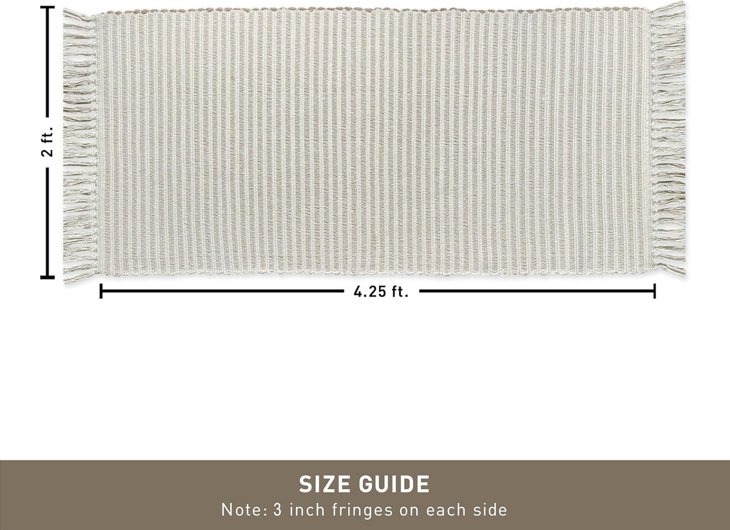 Chardin home Beige & Ivory Providence Runner 2.5x8 feet |Hand Woven Farmhouse Rug with Hand Knotted Fringes|Great in Kitchens entryways Hallways Bathrooms Meditation Yoga Mat|Reversible Cotton Rug