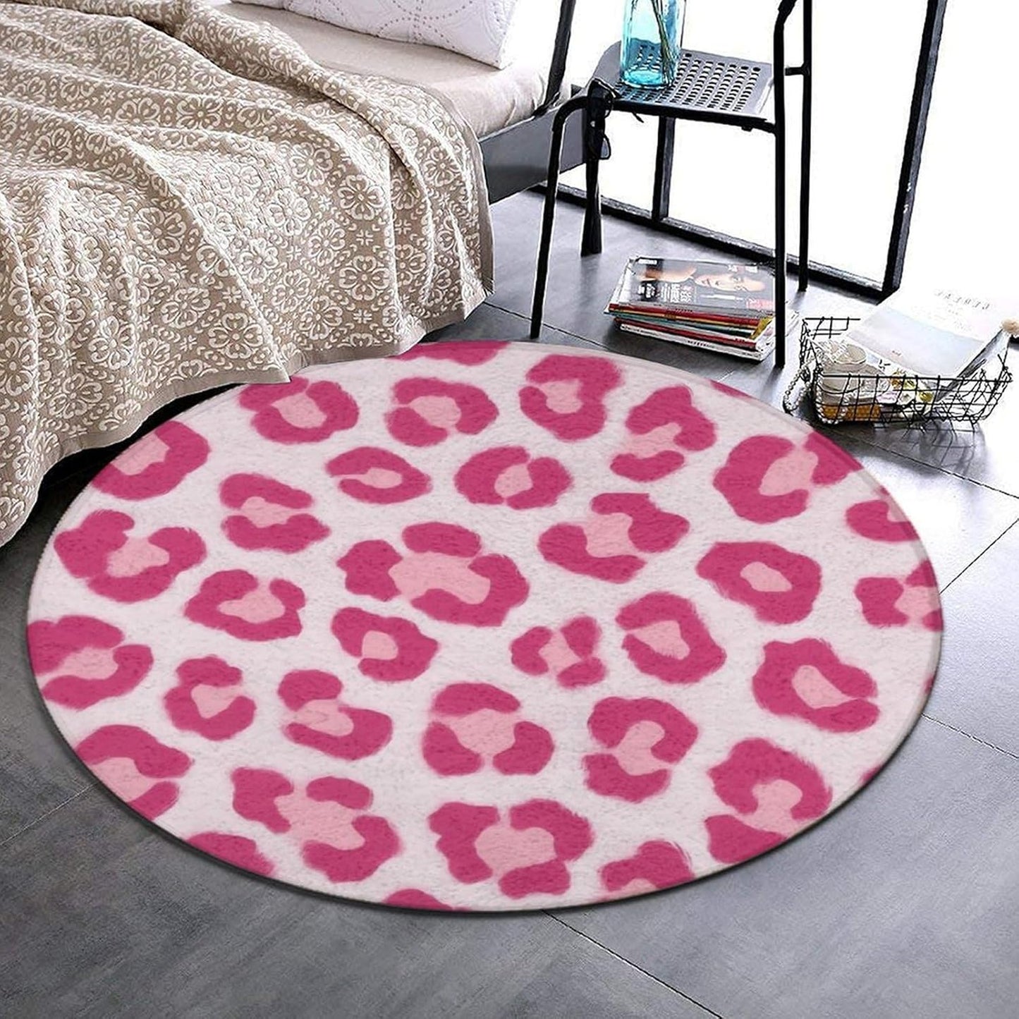 Soft Round Yoga Carpet, Office Chair Decor Round Mat for Carpet and Hardwood Floors Purple Butterfly