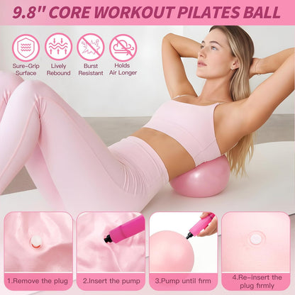 NANATI Pilates Kit, Home Pilates Workout Kit for Women, Pilates Equipment with 14.5" Pilates Ring and Ball, Resistance Bands, Ankle Weights, Sliders & Grip Socks Accessories for Starter Home Workouts