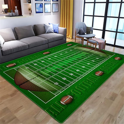 Sports Field Area Rug,5x7ft, Soccer Field Chalked Blackboard Football Stadium Board Painted Non-Slip Soft Carpet Floor Mat Indoor Living Room Bedroom Rugs Yoga Mat Home Decor