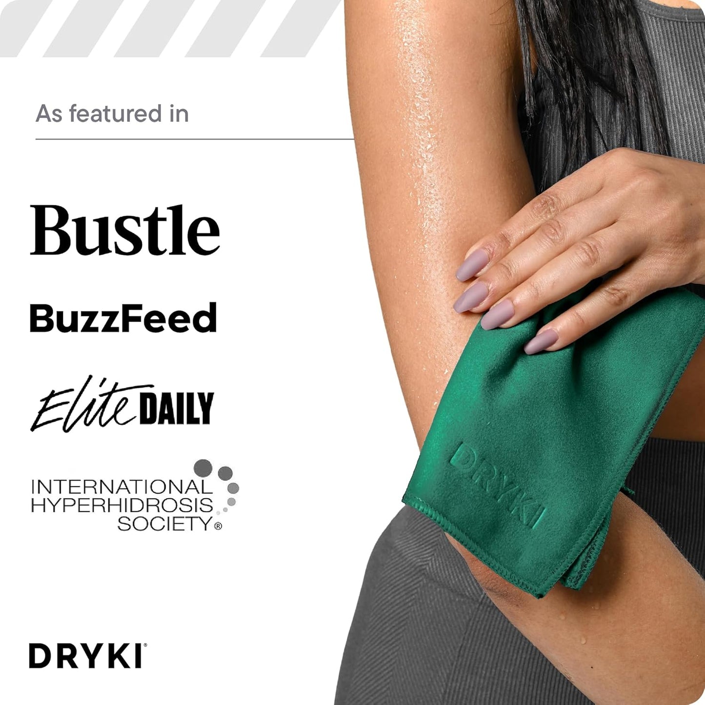 DRYKI Pocket-Sized Sweat Towels - The Original Sweat Absorbing Handkerchiefs - Quick-Dry Microfiber Sweat Rags for Face, Hands, & Body - Men & Women - Gym, Sports, and Work (Blue: 5 Pack)