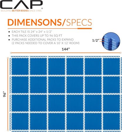CAP Puzzle Exercise Mats | 1/2” Thick EVA Interlocking Foam Tiles for Home Gym Flooring | Multiple Options