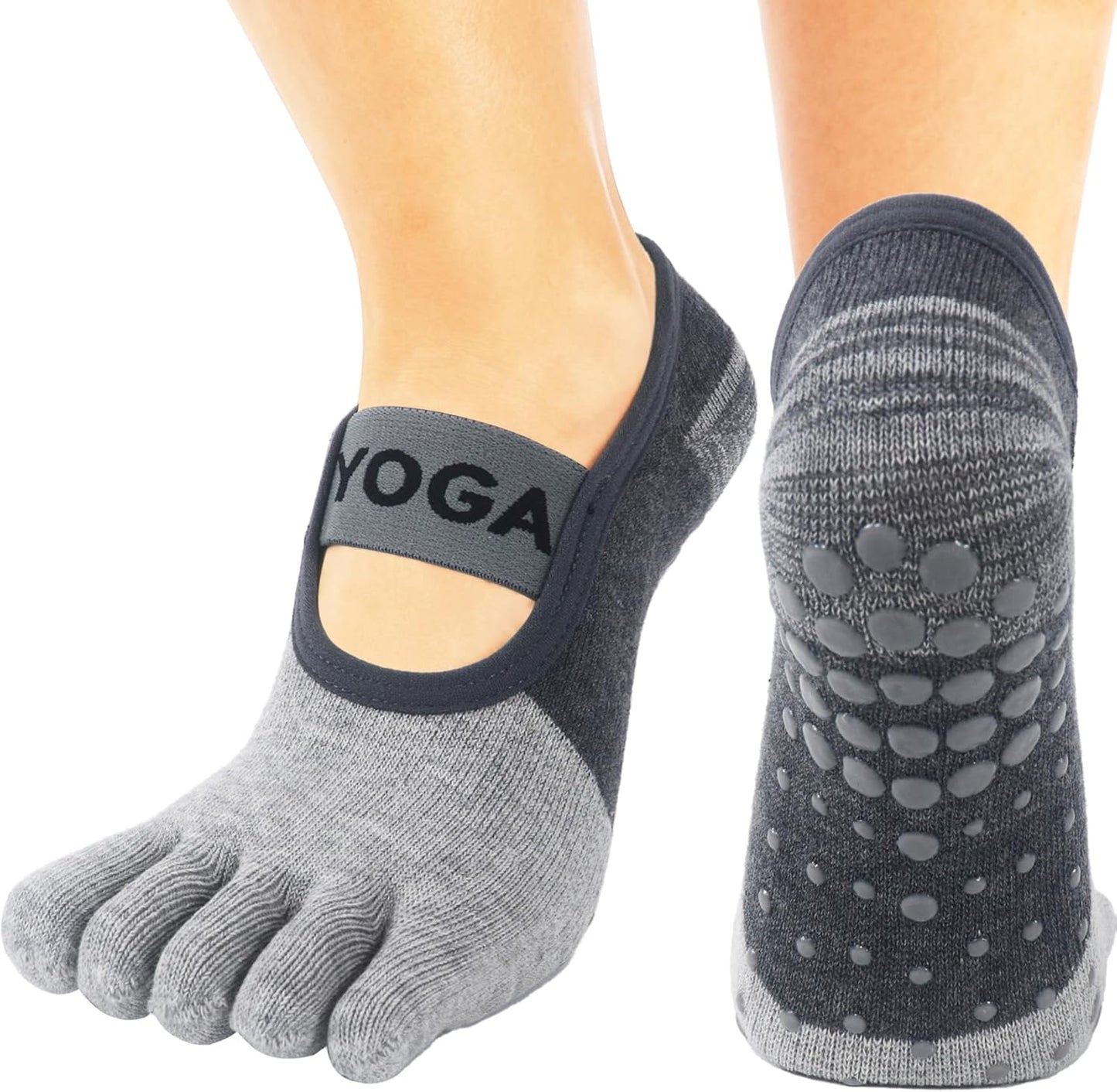 1/2 Pairs Grippy Socks Woman Pilates Socks with Grips for Women Yoga Barre Gripper Non Skid Slip Size 5.5-9.5