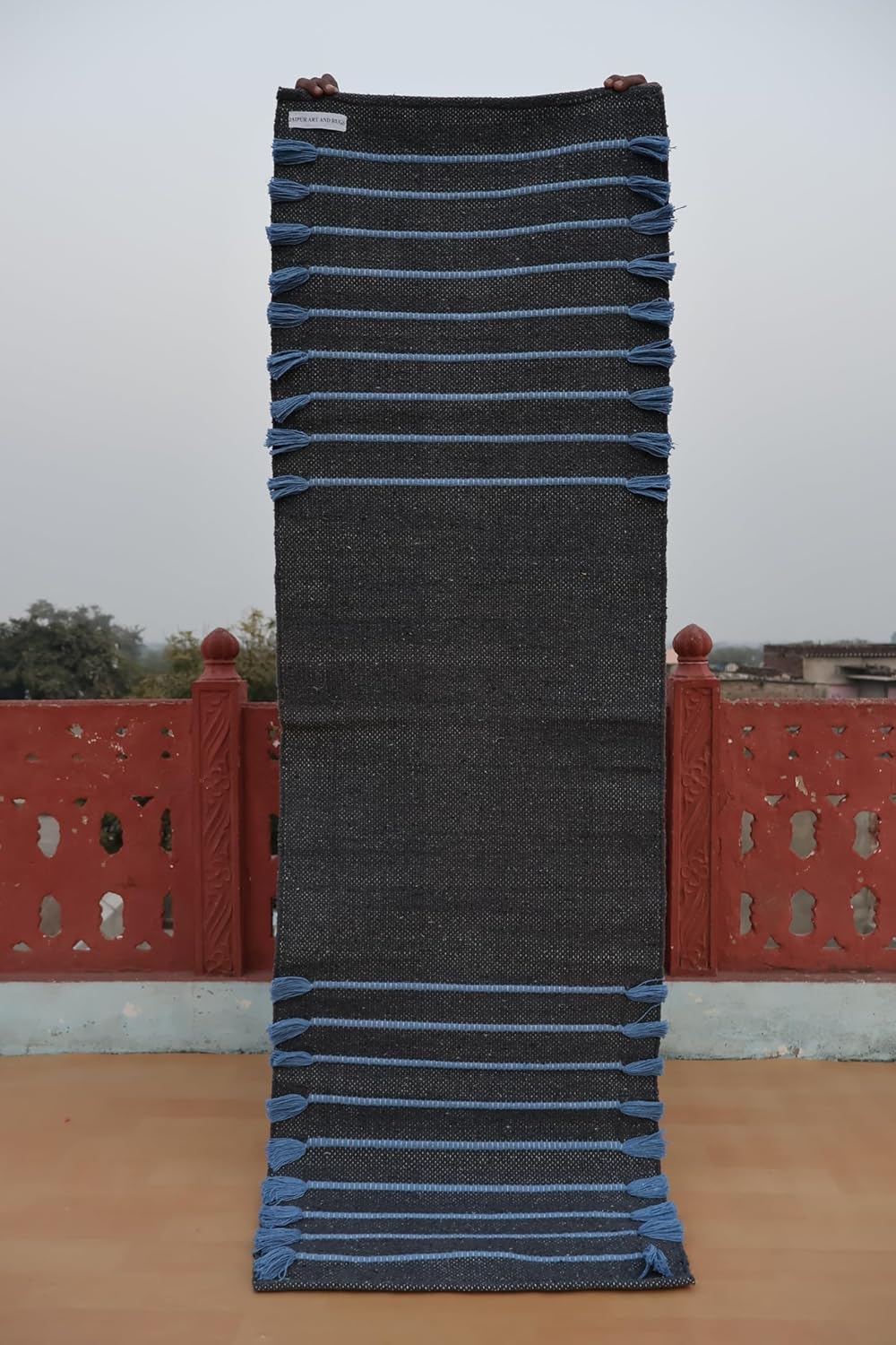Jaipur Art & Rugs Cotton Yoga Rug - Eco-Friendly Hand-Woven Thick Mat (24”x72”x5mm) for Everyday Fitness at Home - Comfortable & Extra-Long - Colors A