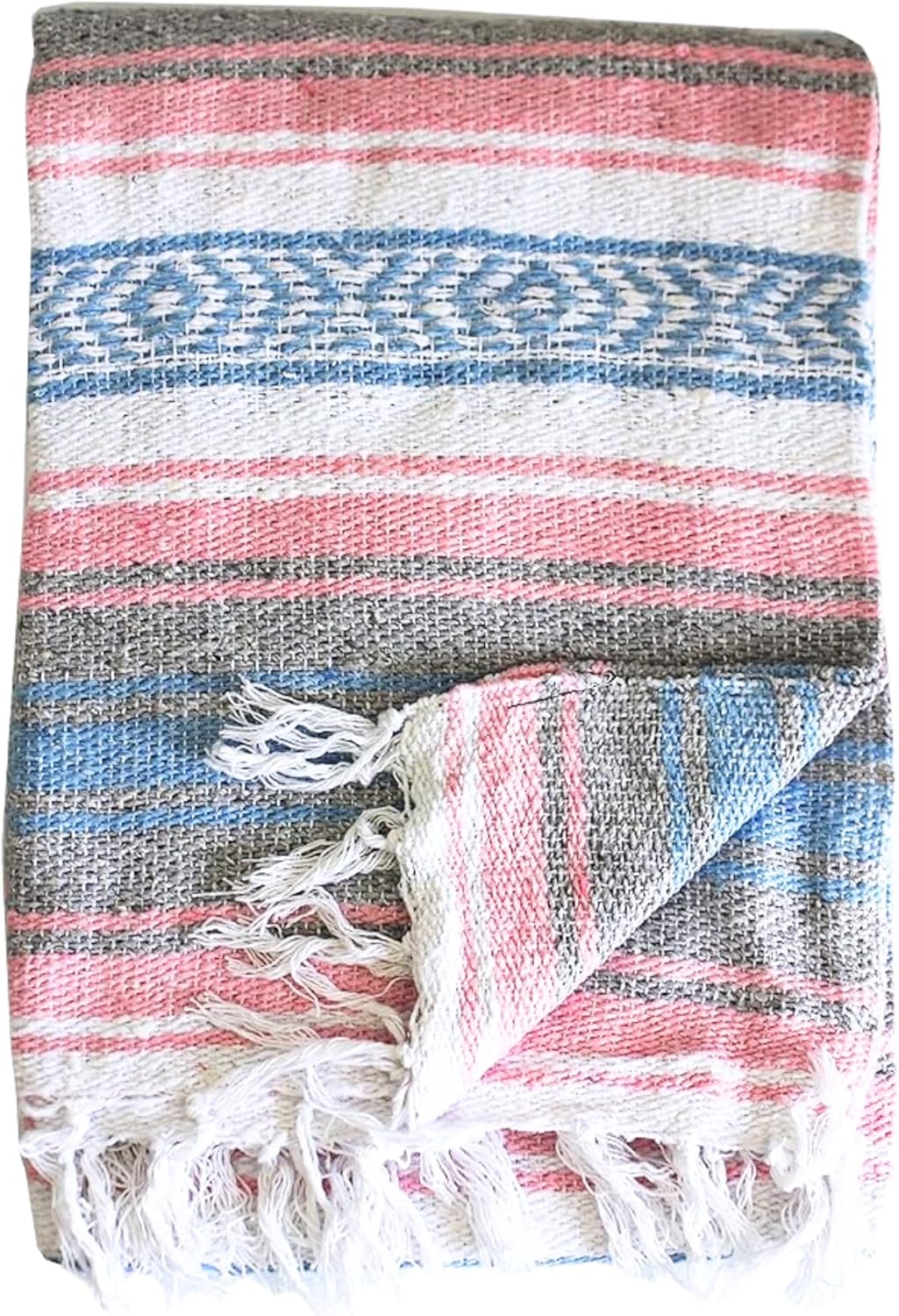Del Mex Classic Mexican Blanket, Large Authentic Woven Falsa Throw (70"x50"), Artisan Southwest Décor for Beach, Yoga, Outdoors (Lavender)