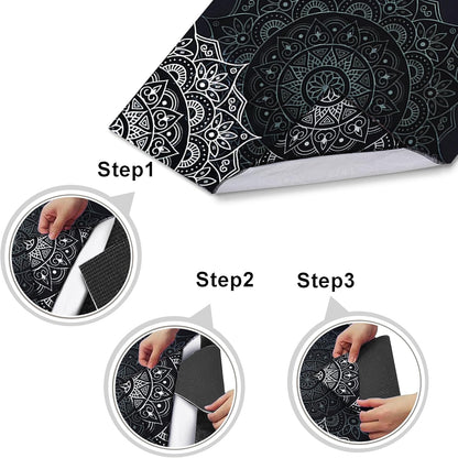 Yoga Mat Towel with Corner Pockets - Microfiber Yoga Towels for Hot Yoga Non Slip Moisture Wicking Sweat Absorbent, Tree of Life Yoga Towel Easy for Travel, Use in Hot Yoga,Bikram,Pilates and Fitness