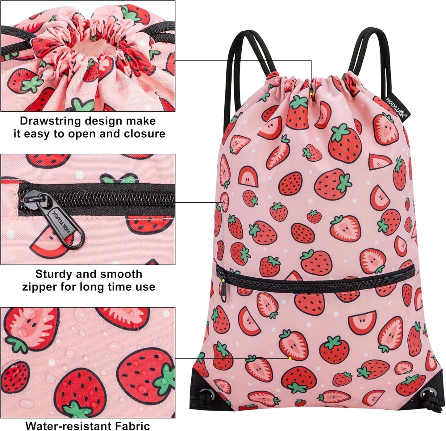 HOLYLUCK Drawstring Backpack Bag Sport Gym Sackpack - Colors A