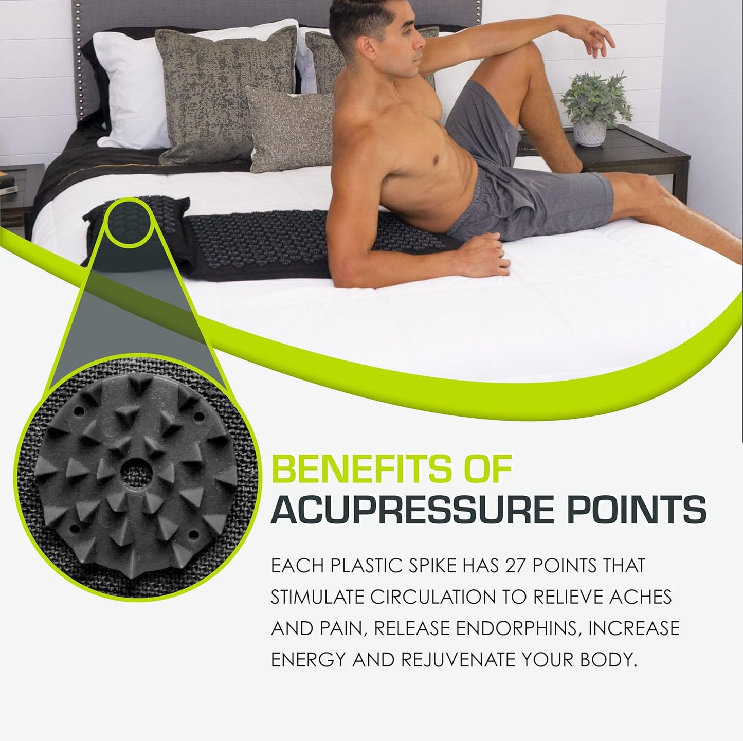 ProsourceFit Ki Acupressure Mat and Pillow Set with 100% Natural Linen for Back/Neck Pain Relief and Muscle Relaxation