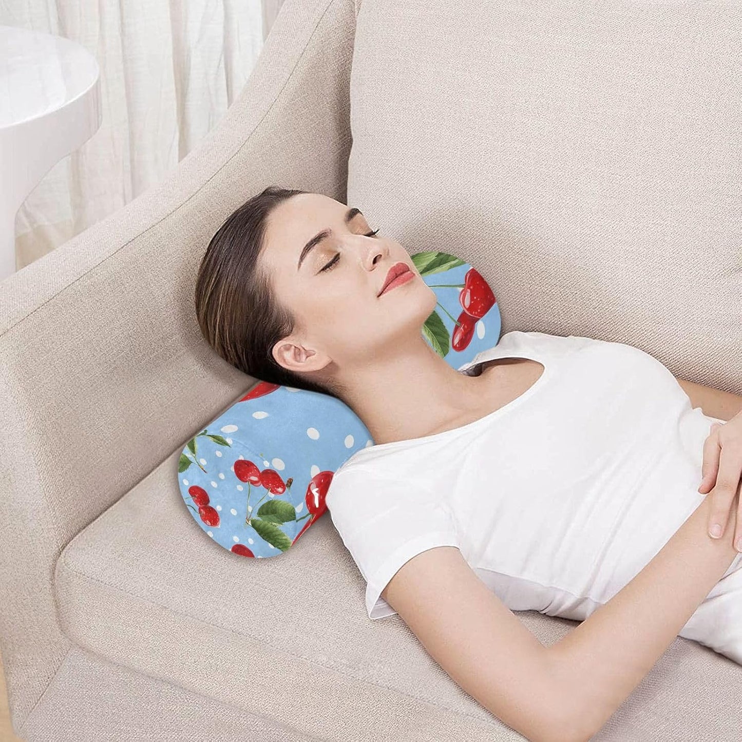 c Neck Roll Pillow Bolster Round Health Memory Foam Long Cervical Cylinder Pillows with Removable Washable Cover for Body Bed Legs Back Yoga - Colors A