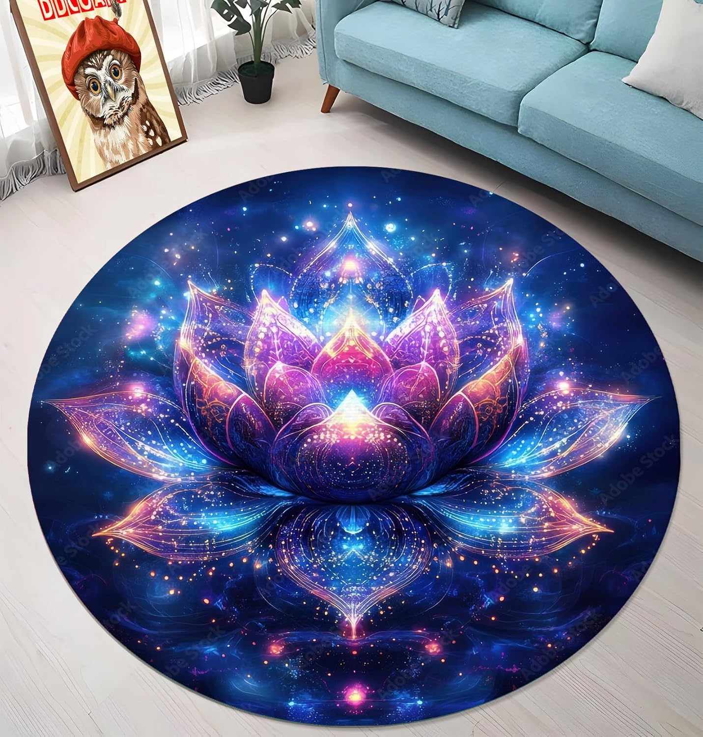 Chakra Round Area Rug, Non-Slip Meditation & Yoga Carpet for Living Room, Meditation Round Area Rugs, Modern Circular Bedroom Rug 57