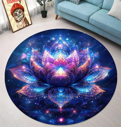 Chakra Round Area Rug, Non-Slip Meditation & Yoga Carpet for Living Room, Meditation Round Area Rugs, Modern Circular Bedroom Rug 57