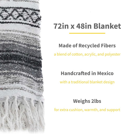Cozumel Authentic Mexican Blankets (10-Pack) - 72"x48", Woven in Mexico - Serape Throw Blanket for Yoga Studio, Outdoor Picnic/Camping/Beach, Saddle Blanket, Bed/Home Decor (Assorted, Random)
