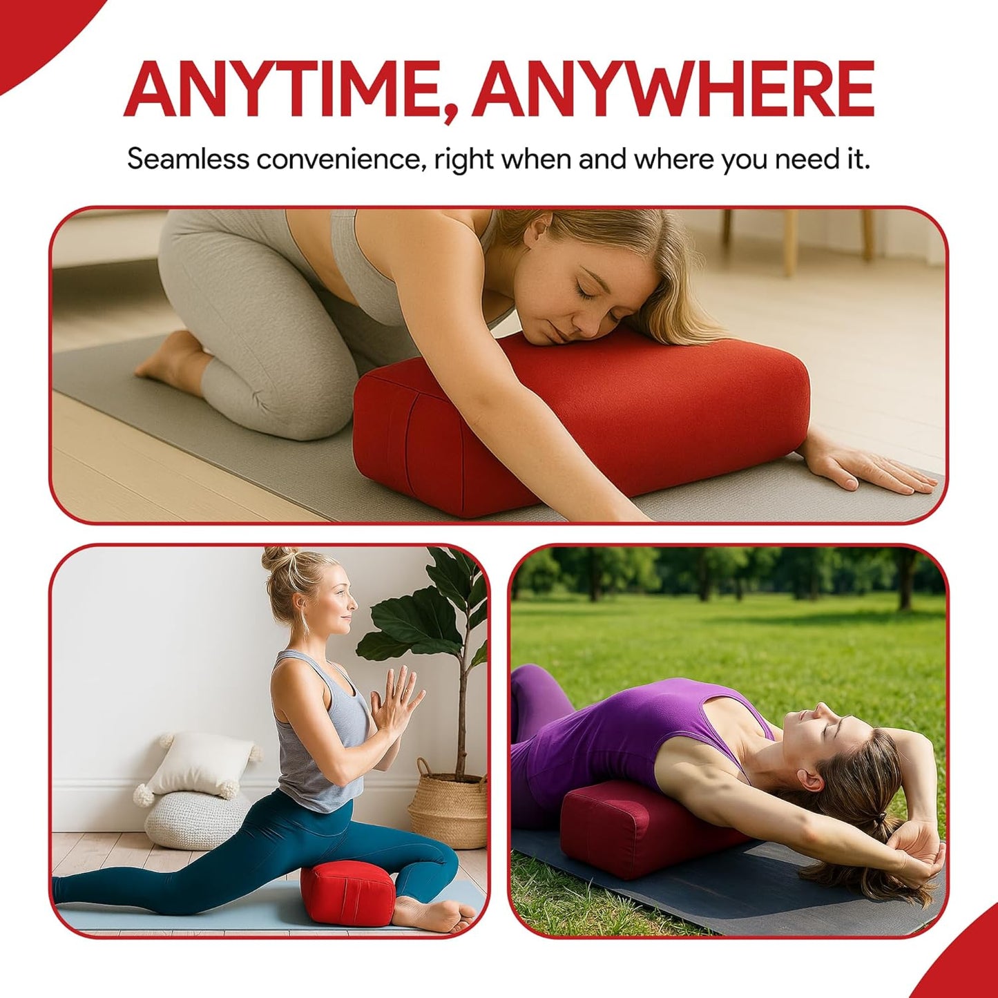 Rectangular Yoga Bolster Pillow for Meditation, Yoga & Back Support – Soft Meditation Cushion with Removable Hand Wash Cotton Cover & Carry Handle (beige)