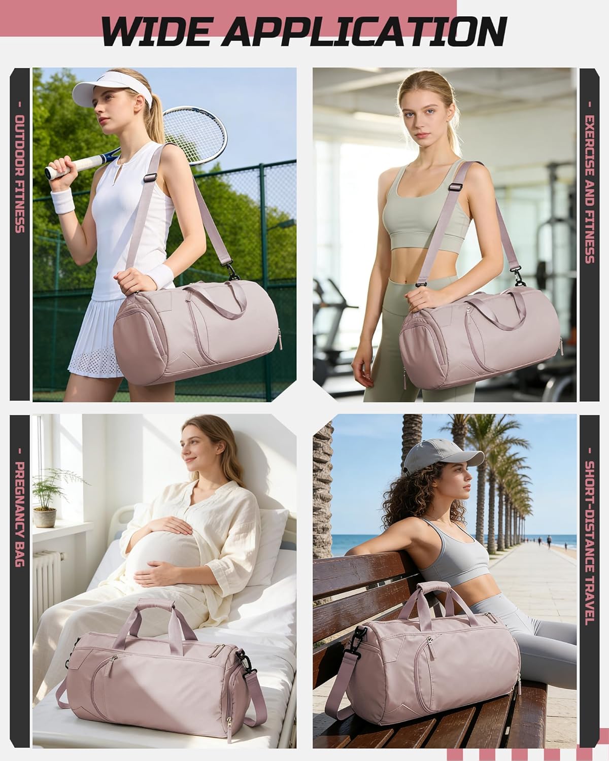 Gym Bag Womens Mens with Shoes Compartment and Wet Pocket Travel Duffel Bag for Women for Plane Sport Gym Tote Bags Swimming Yoga Waterproof Weekend Overnight Carry on Bag Hospital Holdalls - Colors C
