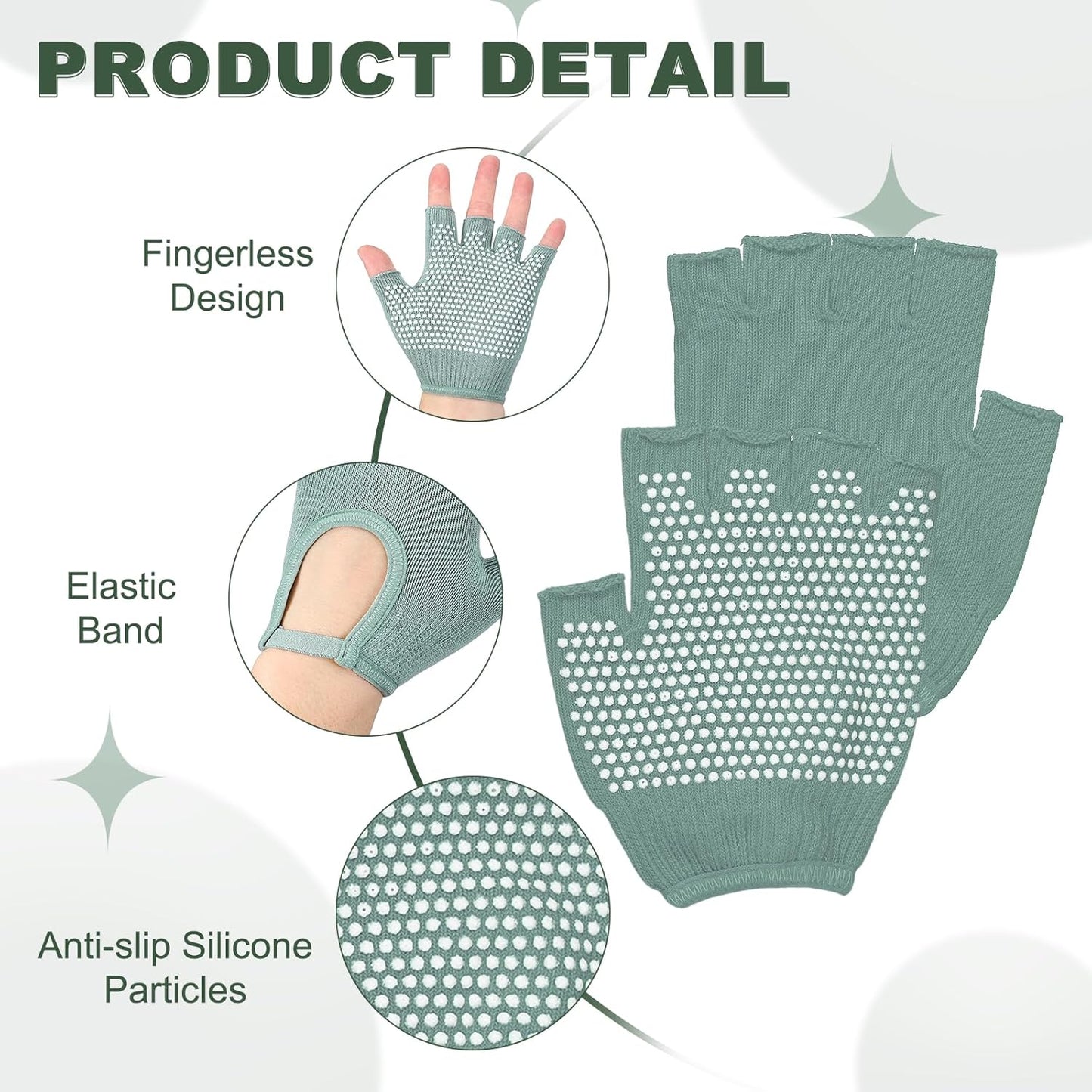 Yoga Gloves, Non Slip Fingerless Pilates Gloves Breathable Exercise Workout Mittens