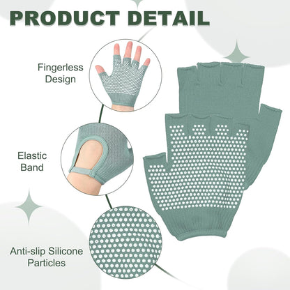 Yoga Gloves, Non Slip Fingerless Pilates Gloves Breathable Exercise Workout Mittens