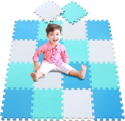 meiqicool Foam Play Mat Thick Soft EVA Interlocking Foam Floor Mats Children Yoga Exercise Multi Jigsaw Puzzle Blocking Board Kids Playmats Play Grey 18 Piece L