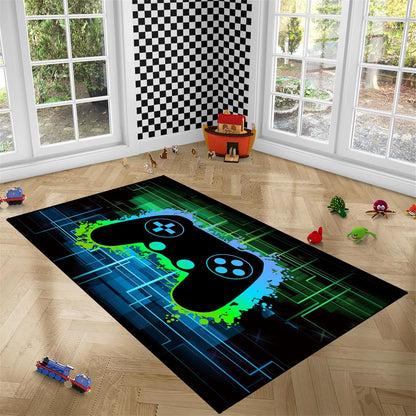Video Game Rug - Gaming Themed Rug Gamepad Controller Area Rugs for Bedroom Gaming Carpet for Boys Game Carpet for Playrooms Bedroom Doormat Yoga Mats