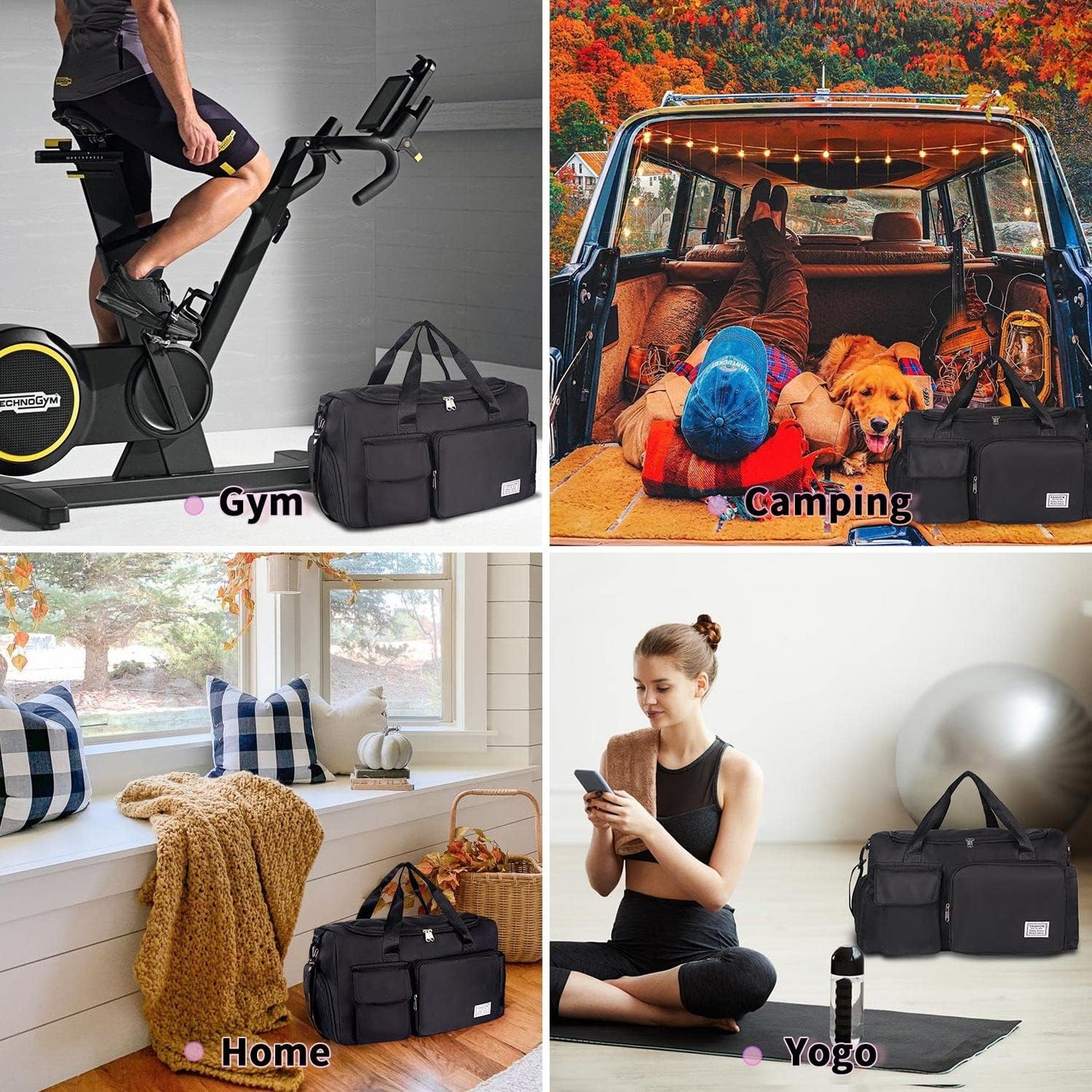 FIORETTO Women's Gym Duffle Bag with Shoes Compartment, 30L Capacity, Ideal for Travel, Gym, Sports, Duffel, Weekender