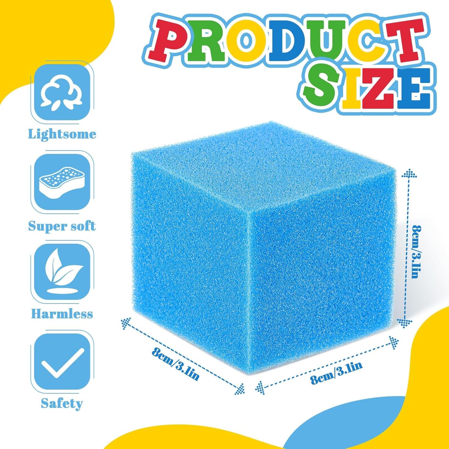 VioraWhite Foam Pit Cubes Blocks 3.1 x 3.1 x 3.1 Inch Colorful Flame Retardant Educational Autistic Building Blocks for Trampoline Arenas, Gymnastics, Parkour Courses Skateboard Parks Playground