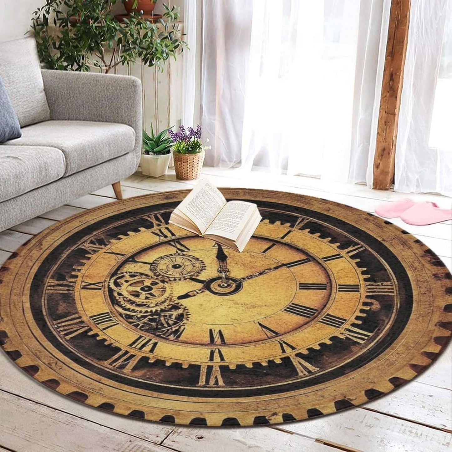 Room Sofa Yoga Soft Round Carpet, Home Decor Non Slip Kitchen Office Circle Rug, Machine Washable Modern Round Area Rug Beach Turtles, 60inch