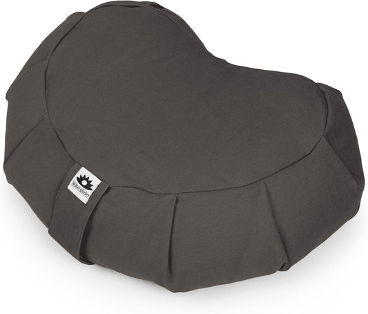 Meditation Cushion (Anthracite) Crescent, Buckwheat Husk Filled, Floor Pillow or Cushions, Yoga Seat, Zafu, Made in The USA