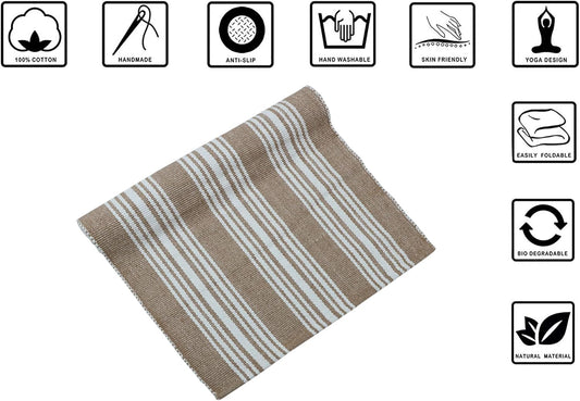 Hand Woven 100% Cotton Yoga Mat- Thick Handloom Made in India- for Gym Floor Exercise - Runner for Bedroom