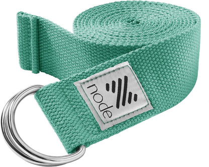 7-1/2' Yoga Strap for Stretching, Woven Cotton Blend Yoga Strap with Adjustable D-Ring Buckle for Exercise, Therapy and Fitness