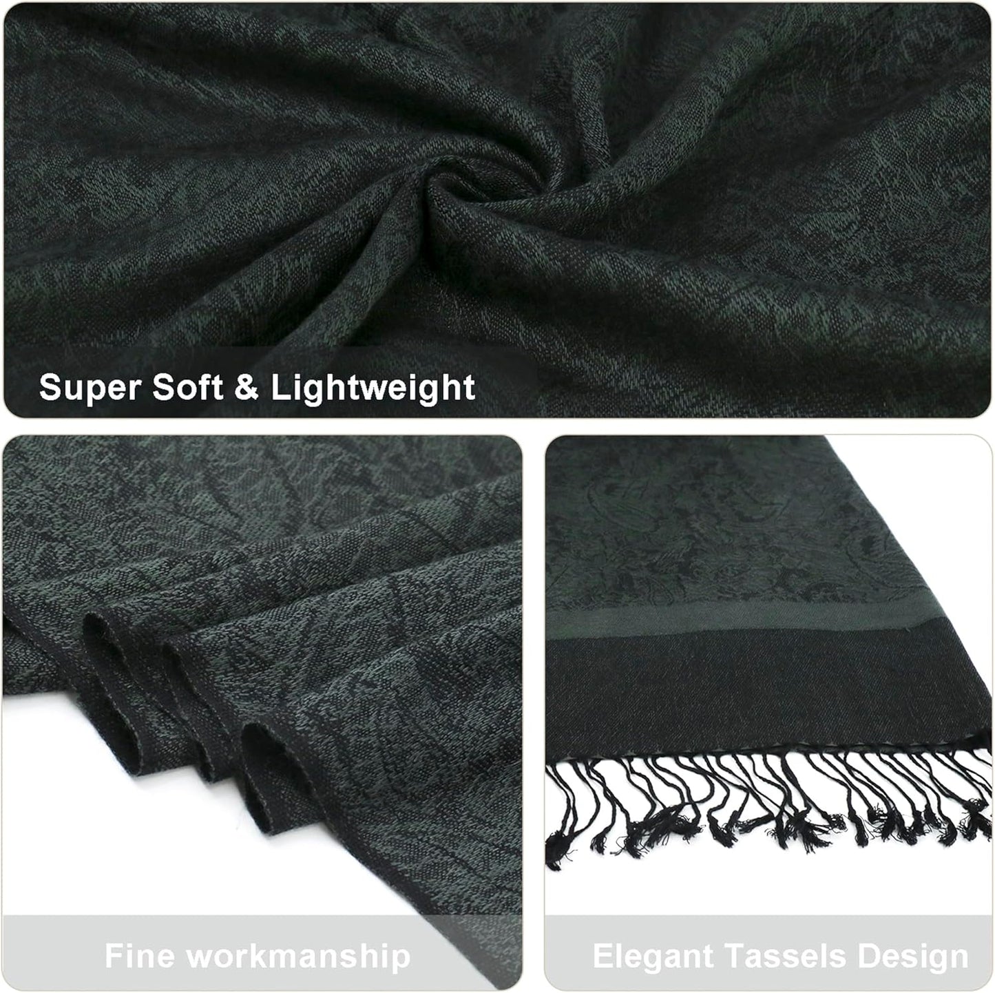 vimate Silky Paisley Pashmina Shawl Scarf-Women's Soft Double-side Jacquard Pashminas Wrap for Evening Dress Travel Shawl