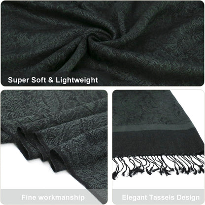 vimate Silky Paisley Pashmina Shawl Scarf-Women's Soft Double-side Jacquard Pashminas Wrap for Evening Dress Travel Shawl