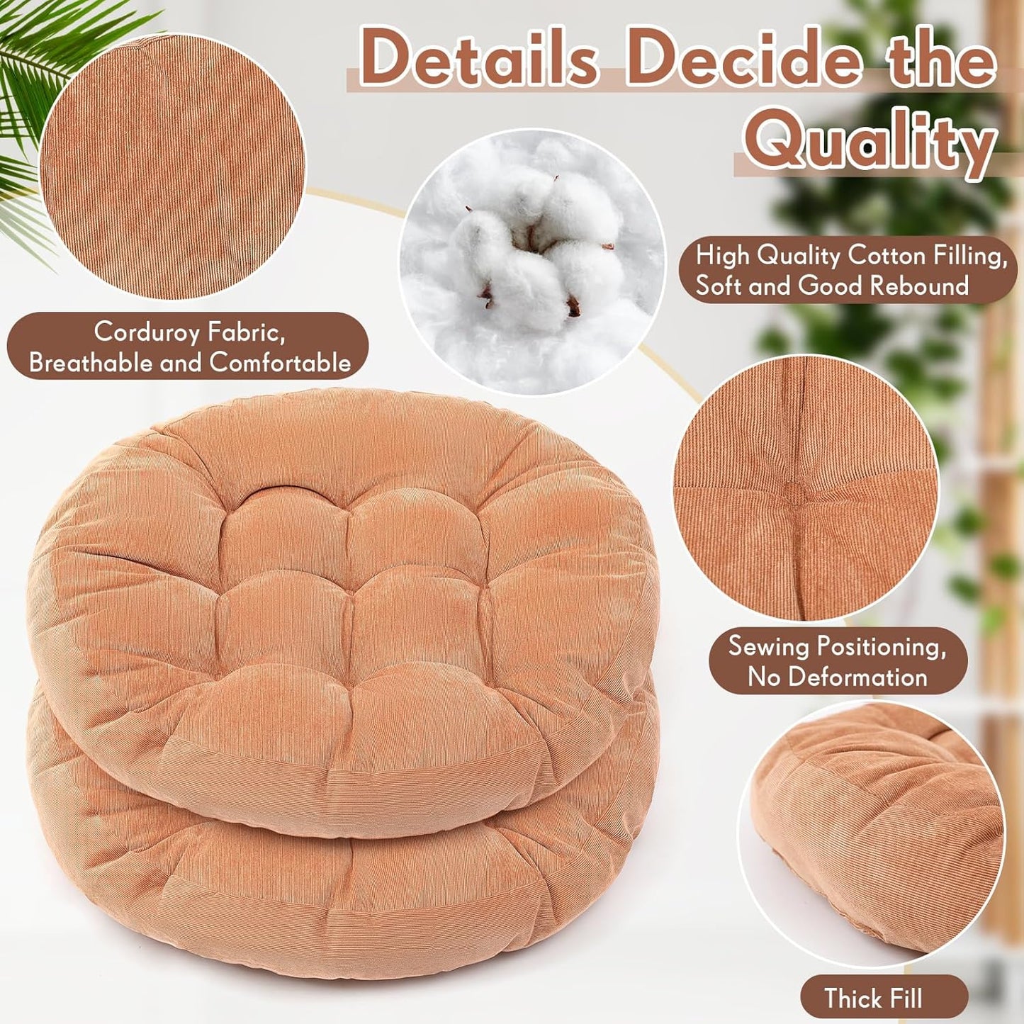 Jerify Floor Pillow Cushions Large Round Square Large Meditation Floor Pillow for Classroom Adult Meditation Picnic Party Seating Learning Daycare School(Square,Mixed Colors,4 Pcs)