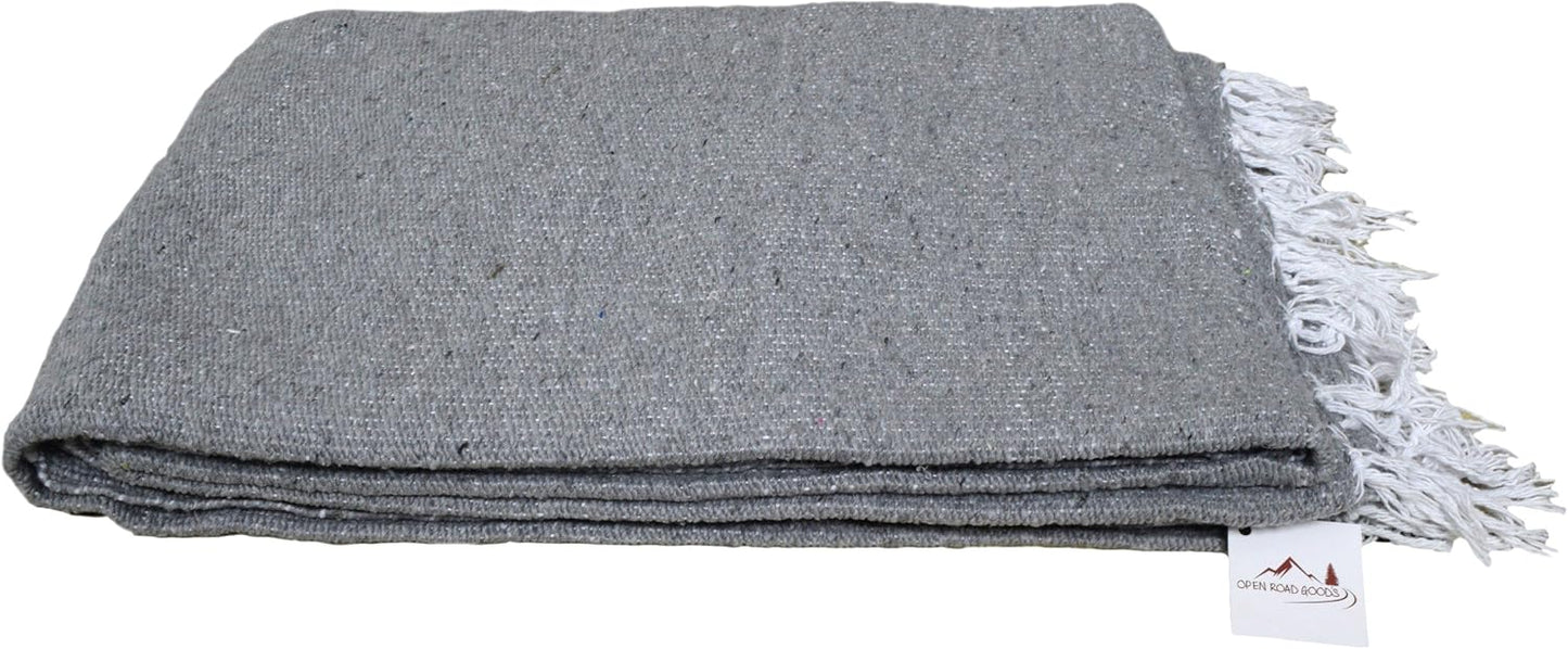 Open Road Goods Solid Color Mexican Yoga Blanket – Large Handwoven Throw for Yoga, Beach, Camping or Home – Soft and Durable Cotton Blend