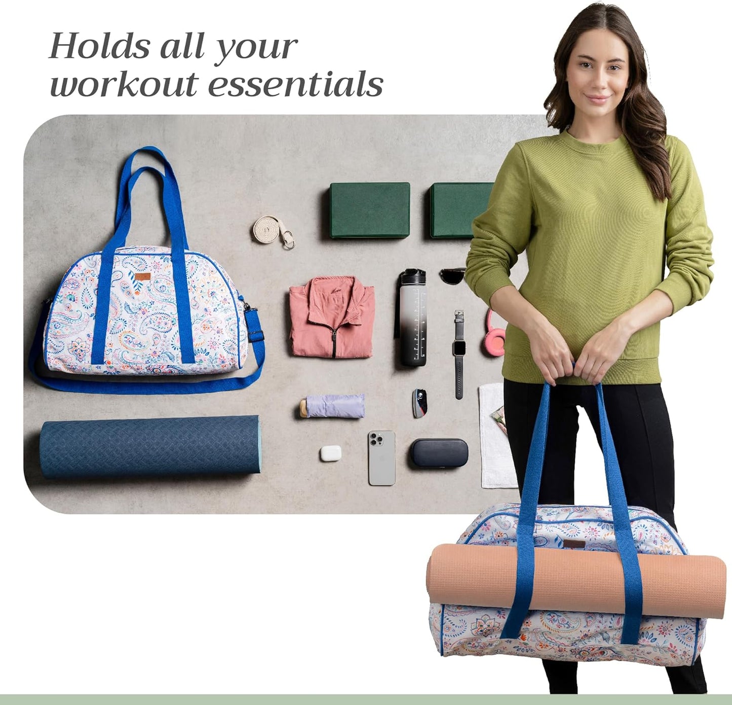 Maison d' Hermine Yoga Mat bag, Cylindrical bag for Woman&Men, yoga mat Bag &Adjustable shoulder straps Yoga Mat Carrier Bag with Drawstring Water Bottle Pocket and zipper pocket Easter Gifts