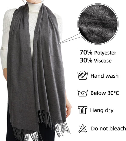 RIIQIICHY Women's Scarf Pashmina Shawls and Wraps for Evening Dress Bridesmaid Wedding Bridal Winter Warm Long Large Scarves