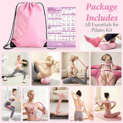 Pilates Kit for Home Workouts, Pilates Equipment Ring and Ball Set, Pilates Essentials Kit for Women, Home Pilates Workout Kit, Pilates Starter Kit for Women at Gym Studio Travel