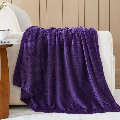 NEWCOSPLAY Super Soft Throw Blanket Light Purple Premium Silky Flannel Fleece Leaves Pattern Lightweight Bed Blanket All Season Use (Light Purple, Throw(50"x60")) - Colors A