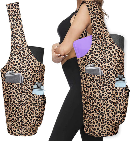 Yoga Mat Bag - Large Opening Long Tote Yoga Mat Carrier Holder Bag with Waterproof Wet Zipper Pocket and Drawstring Water Bottle Pocket - Yoga Bag Fit Most Size Mats
