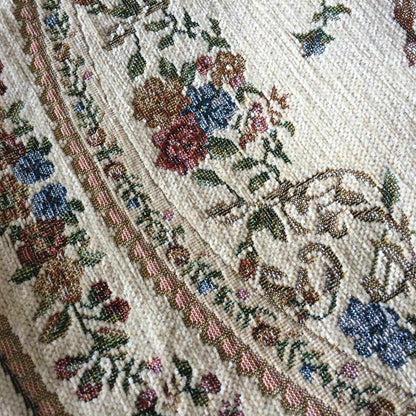 UKELER Royal Jacquard Floral Rose Rug Soft Yoga Mat Rustic Shabby Home Decorative Floor Rugs Round 3'x3'