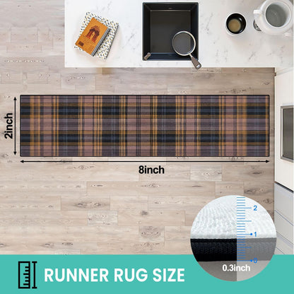 Runner Rug Washable 2x6 White Navy Blue Green Tartan Plaid Scottish Texture from Tartan Plaid Non-Slip Hallway Area Rug Indoor Outdoor Home Decor for Entryway Bathroom Kitchen Carpet Yoga Floor Mat