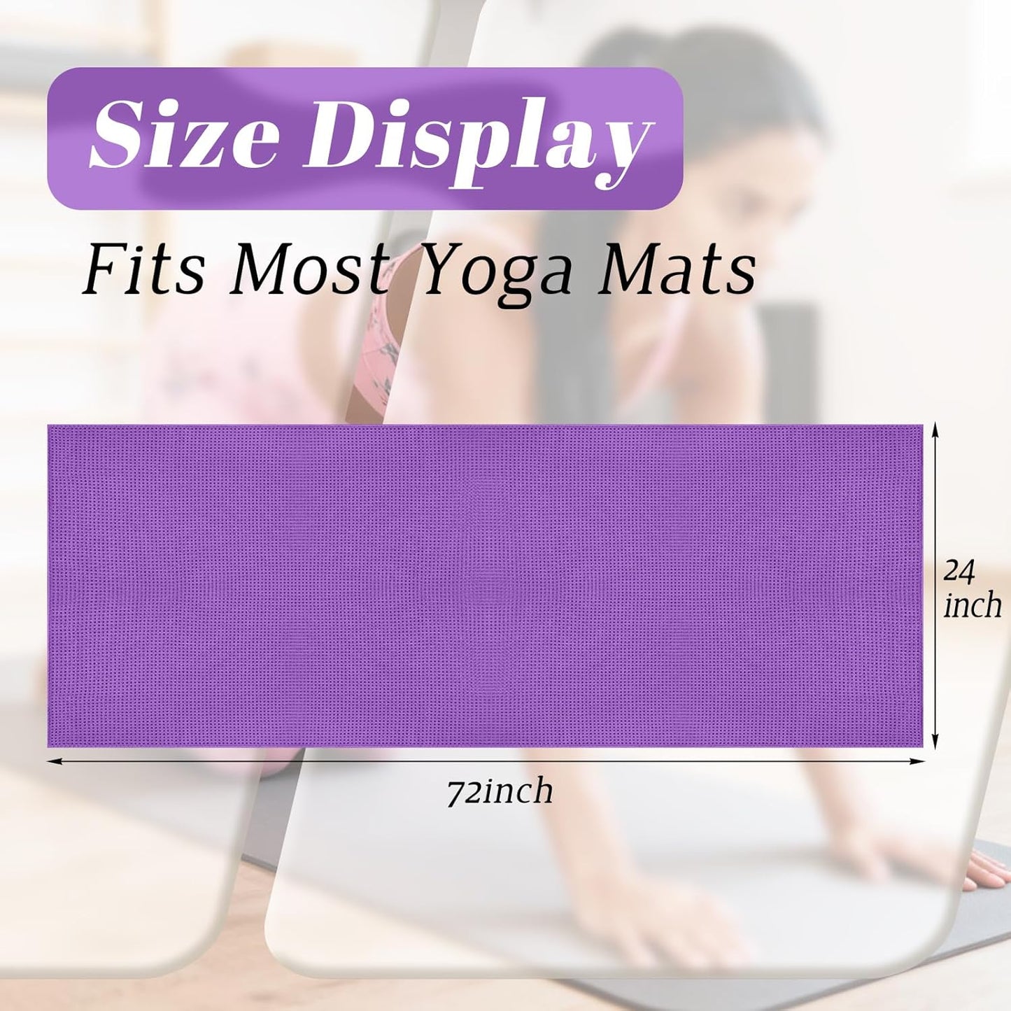 Hot Yoga Towel Non Slip- Microfiber Yoga Mat Towel for Hot Yoga, Pilates and Fitness 72" x 24", Sky Blue