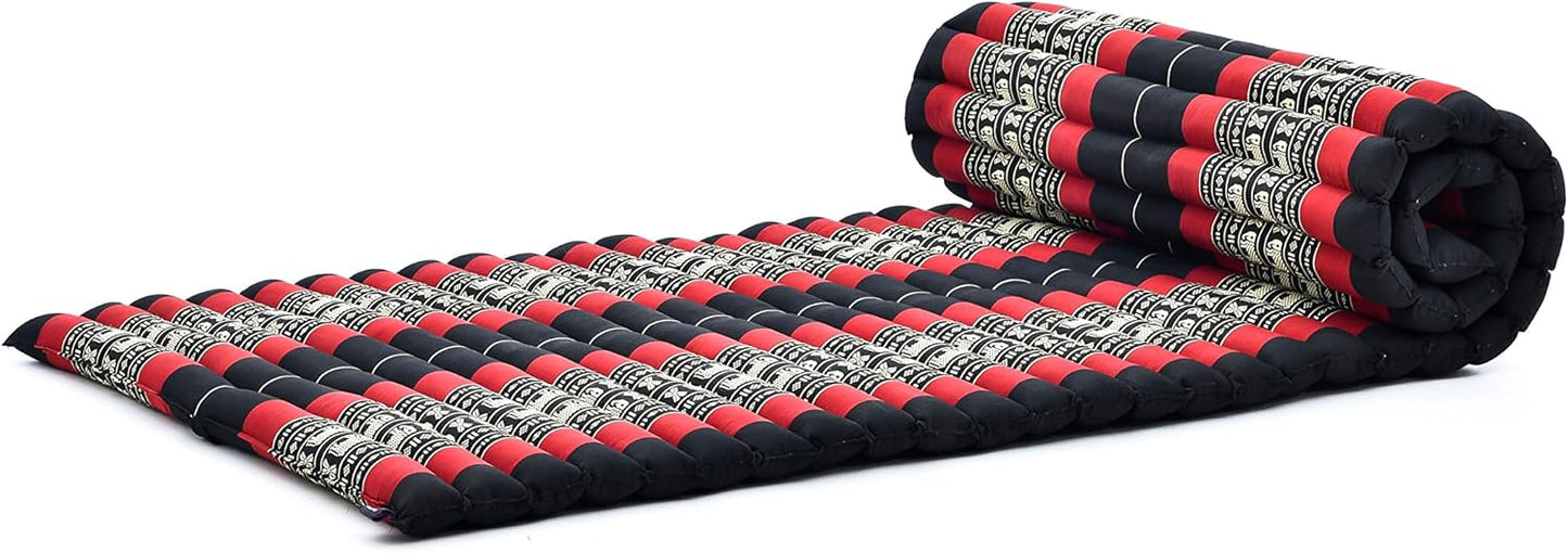 Leewadee - Kapok Roll Mat – Handcrafted Folding Sleep & Relaxation Mattress from Thailand, Ideal as Guest Bed, Camping Mat, Yoga Mat or Traditional Futon, 75 x 39 inches, Anthracite